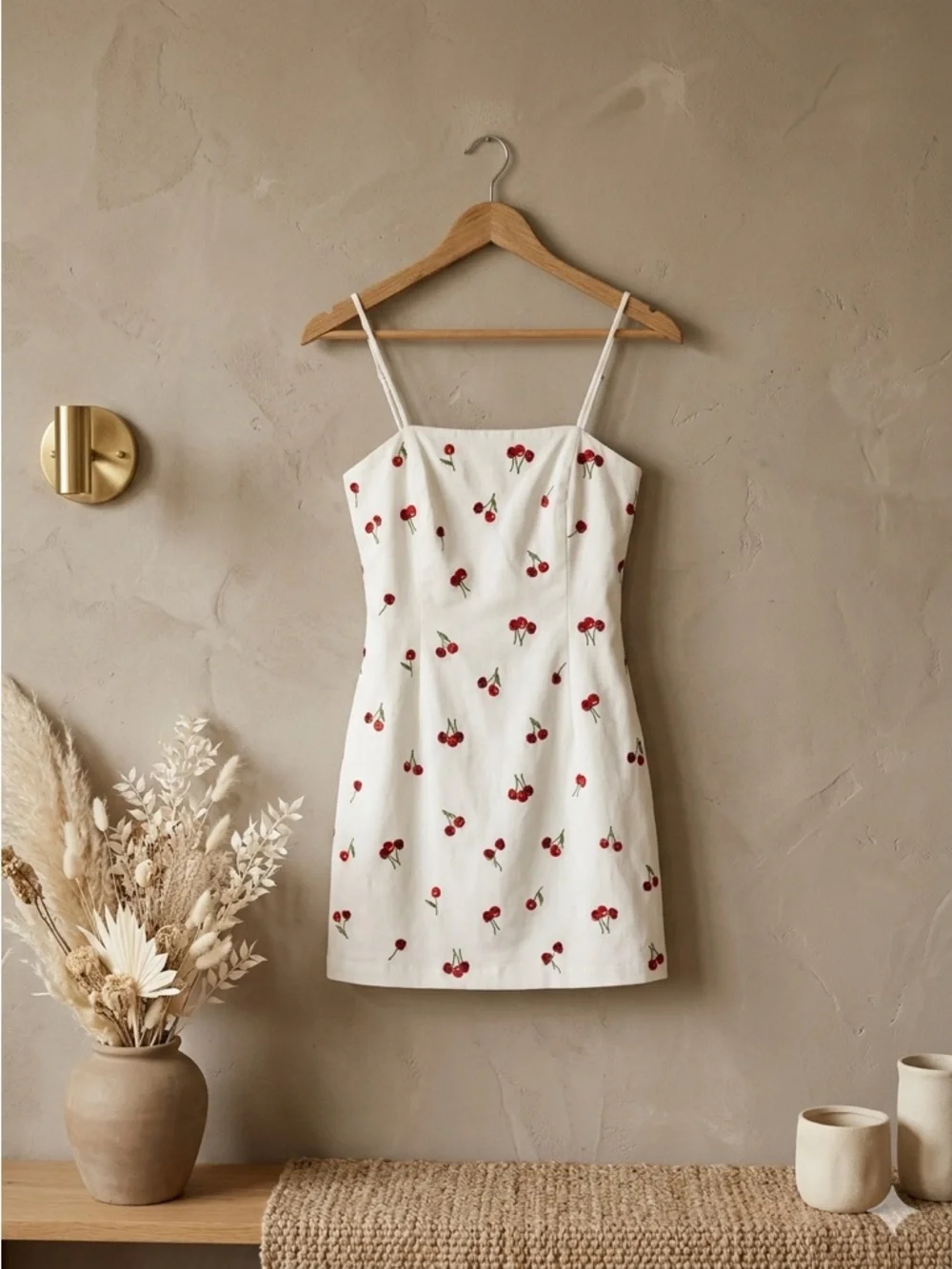 Anthropologie Maeve The Brynne 3D Cherry Mini Dress White Size 8 - Picture 2 of 16